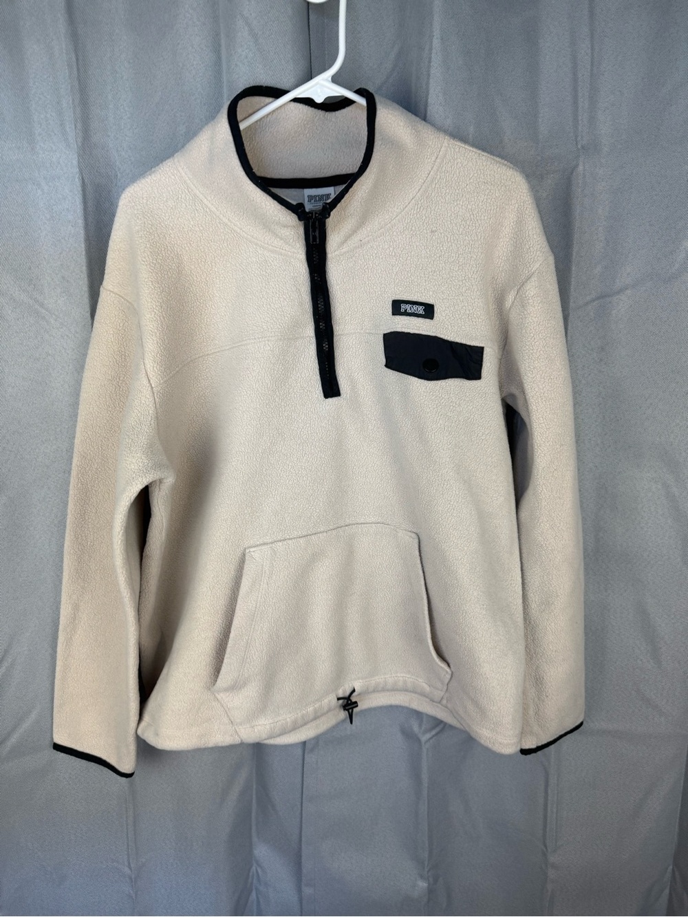 Victoria’s Secret PINK Cream Sherpa Fleece Quarter Zip Pullover